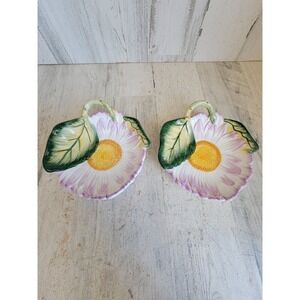 Palm tree vintage purple daisy plate vintage flower ceramic kitchen set home